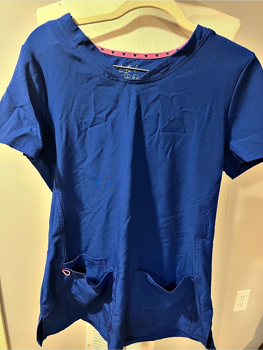HeartSoul HSO3J Blue Short Sleeve Scrub Top Size Small